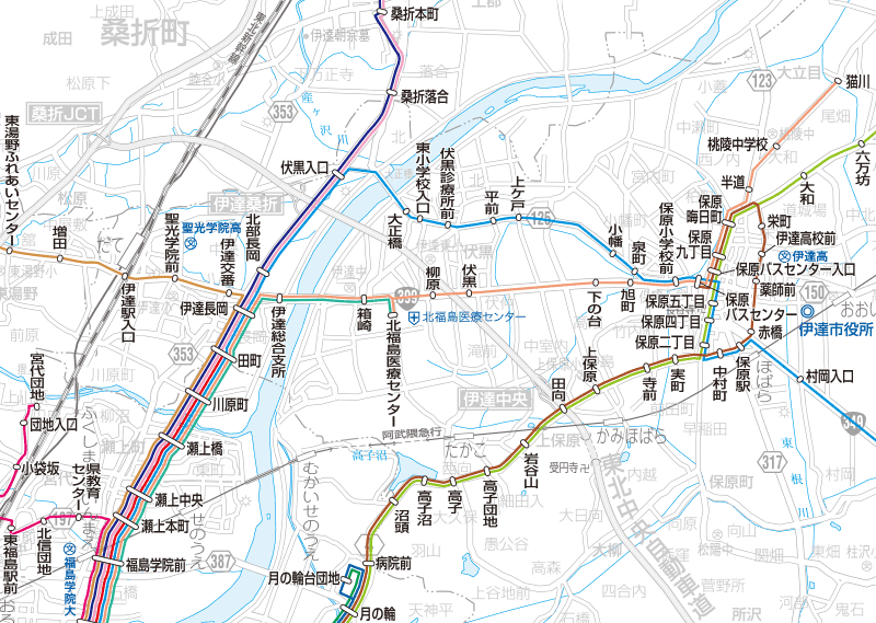 福島交通　路線図：伊達