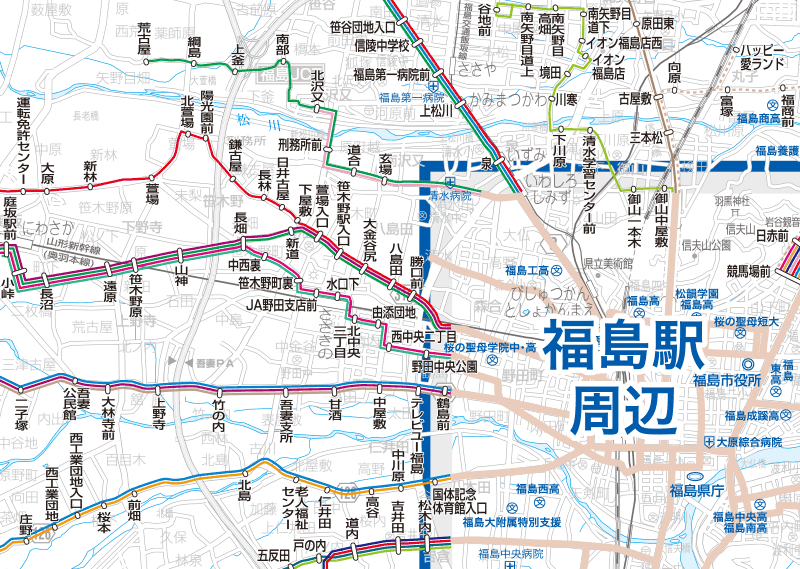 福島交通　路線図：福島