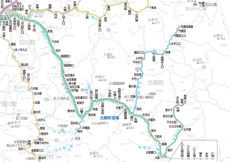 福島交通　路線図：古殿