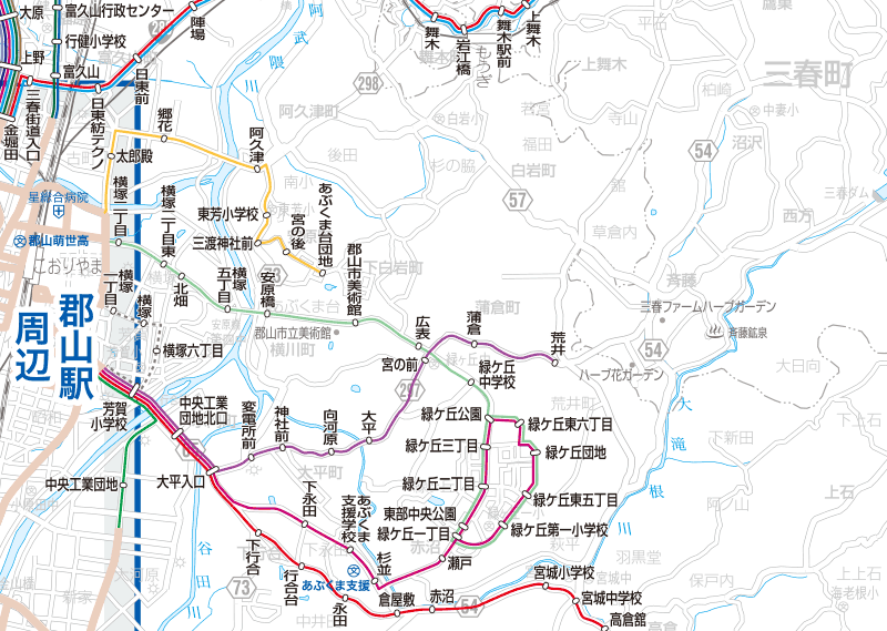 福島交通　路線図：郡山東