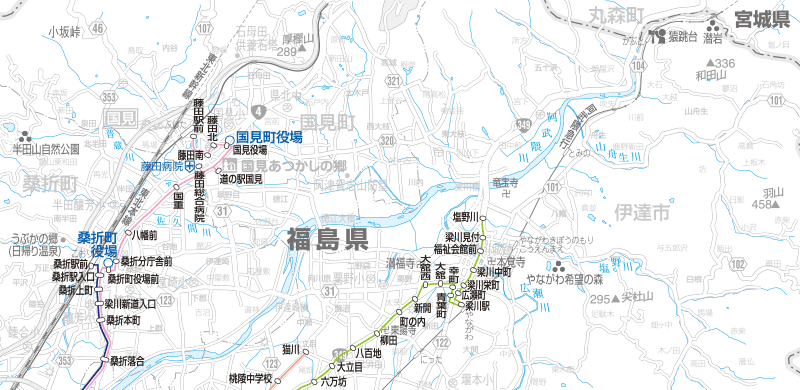 福島交通　路線図：国見・梁川