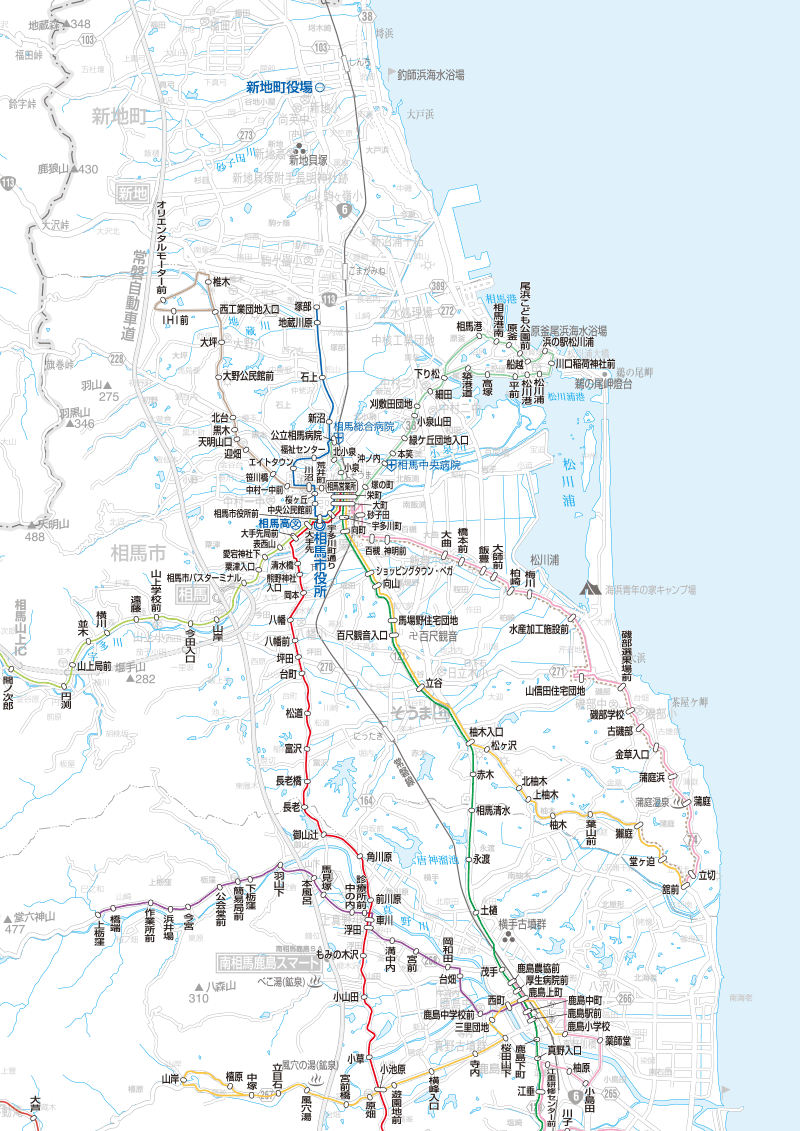福島交通　路線図：相馬・鹿島