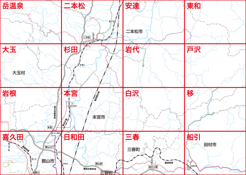 福島交通　路線図：二本松地区