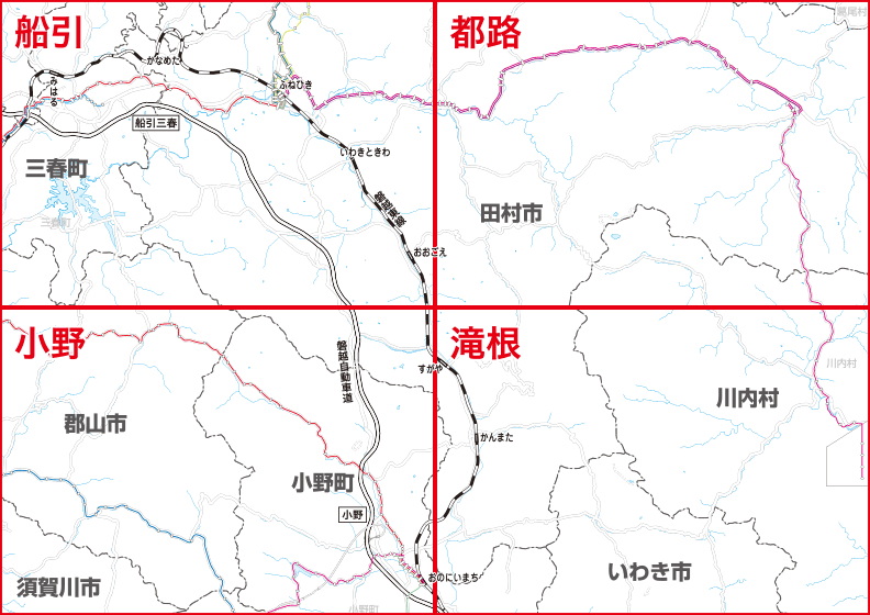 福島交通　路線図：小野地区