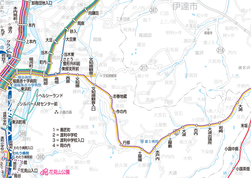 福島交通　路線図：岡部