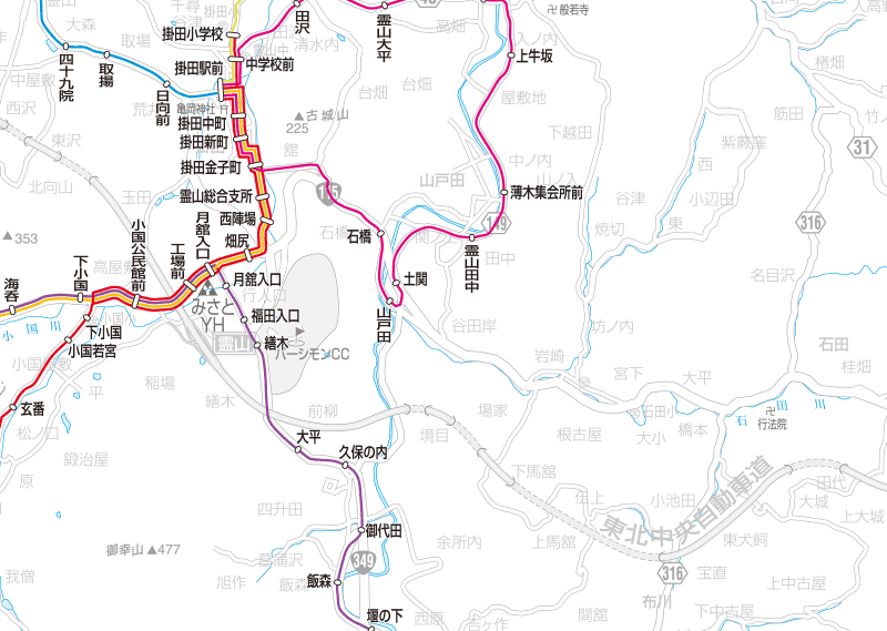福島交通　路線図：掛田