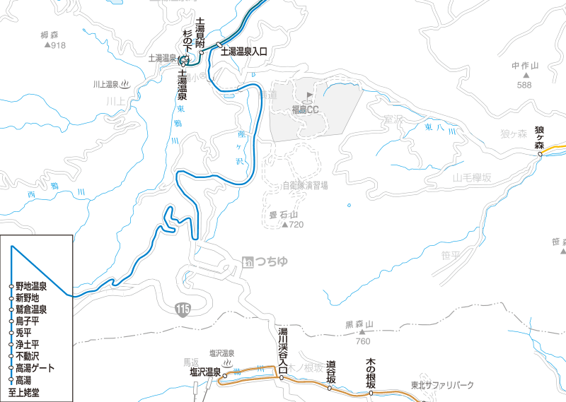 福島交通　路線図：土湯温泉