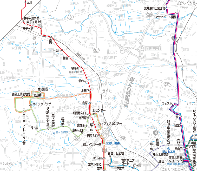 福島交通　路線図：喜久田