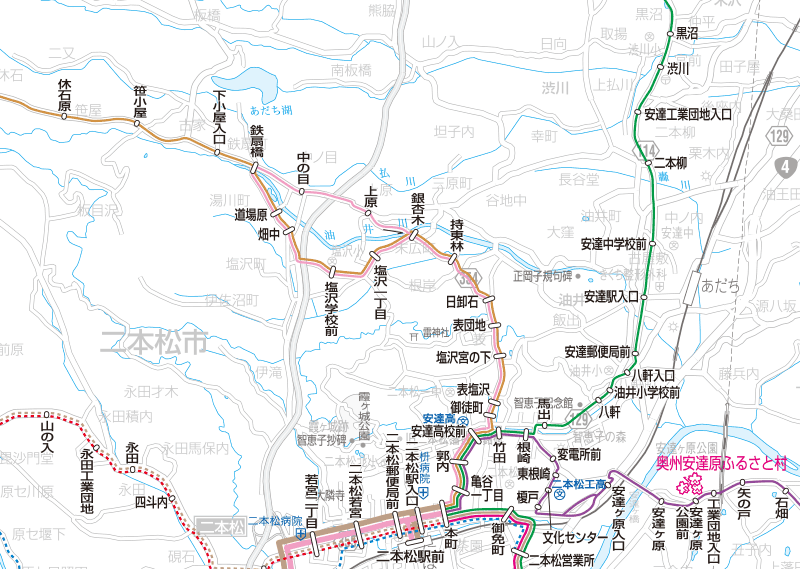 福島交通　路線図：二本松