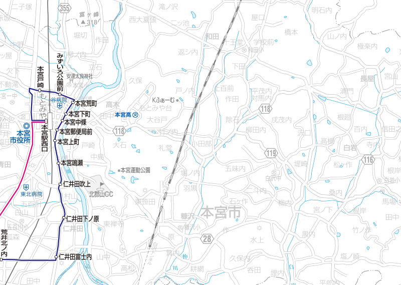 福島交通　路線図：本宮