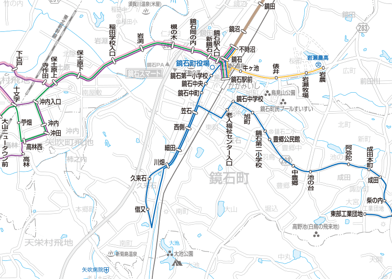 福島交通　路線図：鏡石