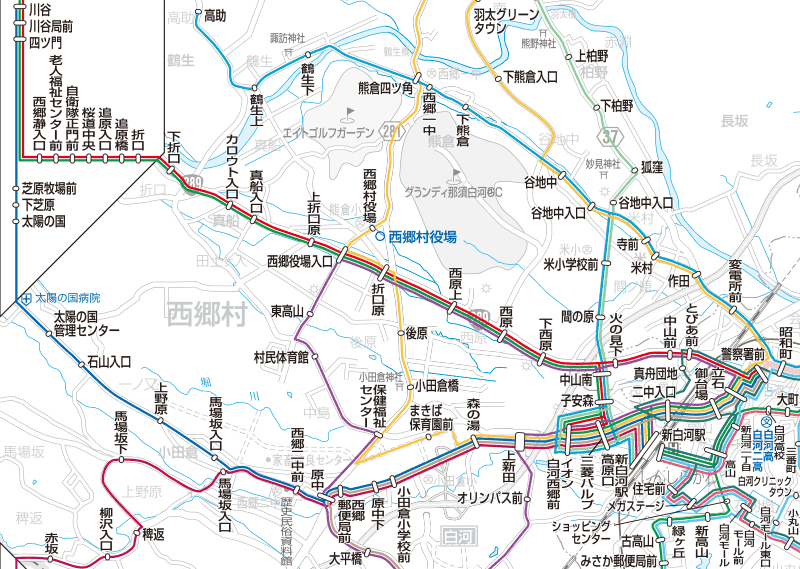 福島交通　路線図：西郷・白河