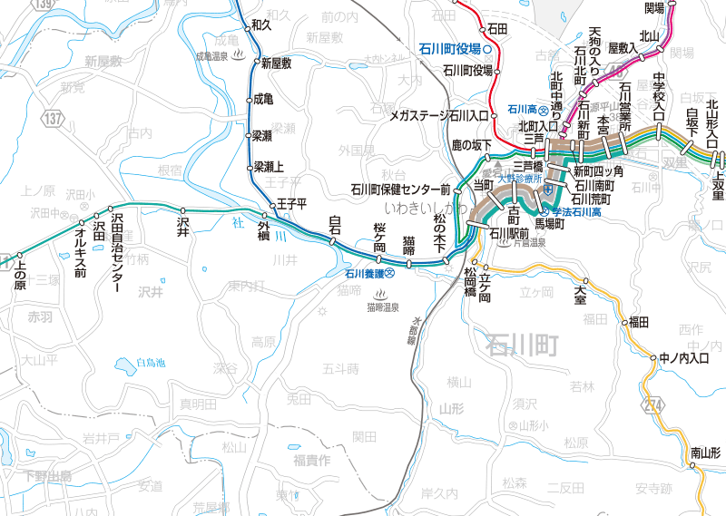 福島交通　路線図：石川