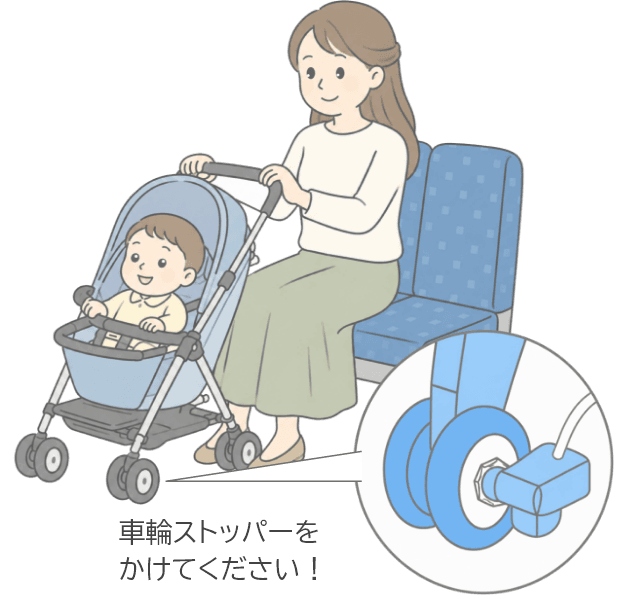 車輪ストッパーをかけてください！